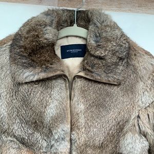 Burberry 🤎 London Cropped Crop Brown Fur Satin Lined Coat Mob Wife Chic 4US 6UK